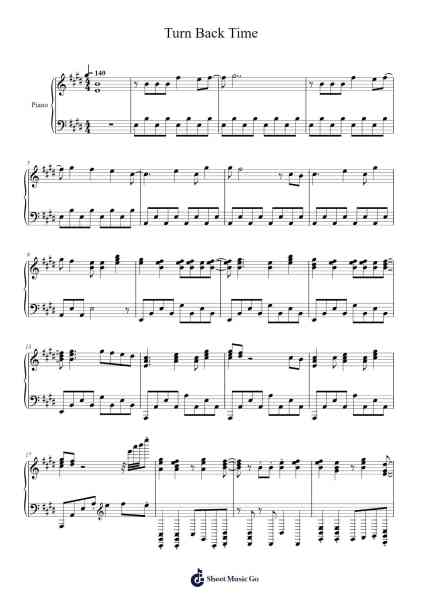 Turn Back Time Sheet Music by Derivakat-Arr.Croftswilde Ruthtodd