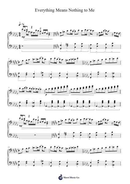 Everything Means Nothing to Me Sheet Music by Elliott Smith-Arr.Blanes Poyale