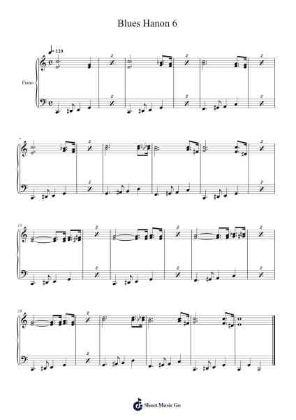 Blues Hanon 6 Sheet Music by -Arr.Leoduke Hodwey