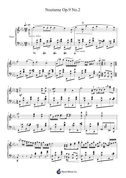 Nocturne No. 2 in E-flat Major, Op. 9 Sheet Music by Frédéric Chopin-Arr.Lesdes Sadel