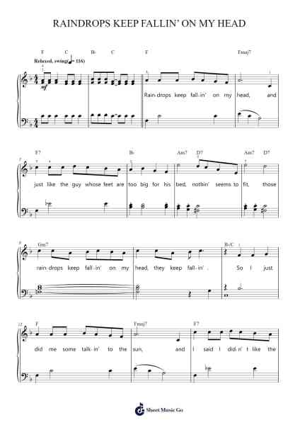 Raindrops Keep Fallin' On My Head Sheet Music by B.J. Thomas-Arr.Sainsgen Junebrowne