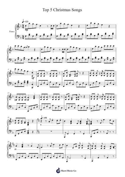 Top 5 Christmas Songs Sheet Music by Misc Christmas-Arr.Shertram
