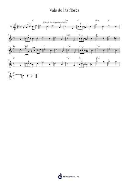 Vals de las flores Sheet Music by Duttledk Corh-Arr.Gemgene