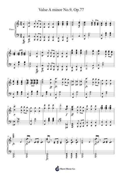 Valse in A Minor, D. 779 No. 9 Sheet Music by Franz Schubert-Arr.Tybey