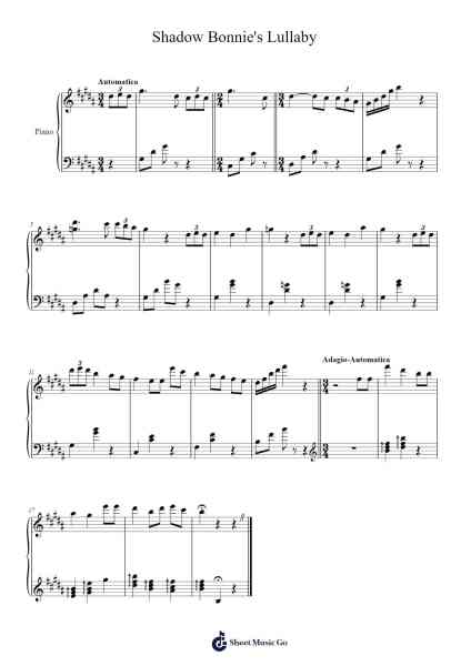 Shadow Bonnie's Lullaby x Happy Birthday Sheet Music by Franz Schubert-Arr.Geofchael