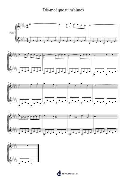 Dis-moi que tu m'aimes Sheet Music by Zaho de Sagazan-Arr.Bloorgrace Springa