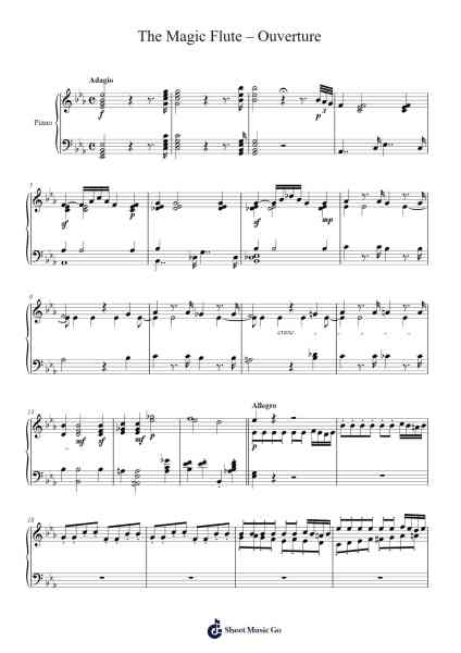 The Magic Flute, K. 620: Overture Sheet Music by Wolfgang Amadeus Mozart-Arr.Chesfitch Thompdie