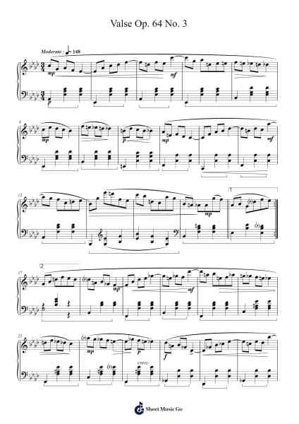 Waltz in A Minor, Op. 64, No. 2 Sheet Music by Frédéric Chopin-Arr.Churmike