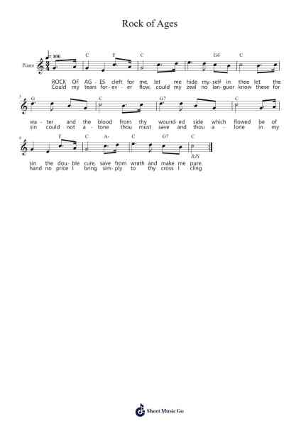 Rock of Ages Sheet Music by Thomas Hastings/Augustus M. Toplady-Arr.Merdawn