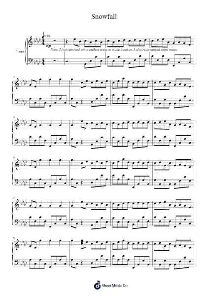 Snowfall Sheet Music by øneheart/reidenshi-Arr.Swinfred Clarkdiah