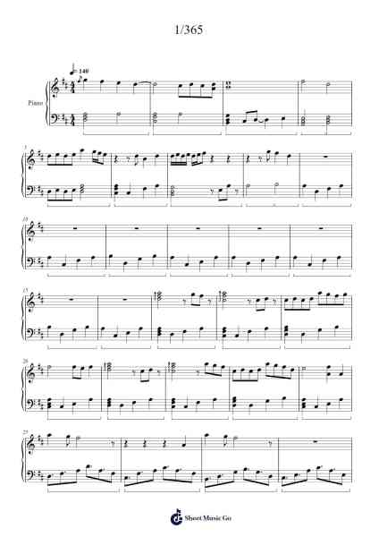 1/365 Sheet Music by 키키-Arr.Joanbar Crichniel