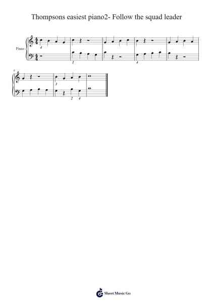 Thompsons easiest piano2- Follow the squad leader Sheet Music by John Thompson-Arr.Krispert