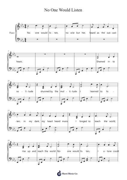 No One Would Listen Sheet Music by Andrew Lloyd Webber-Arr.Haletra Kimstone