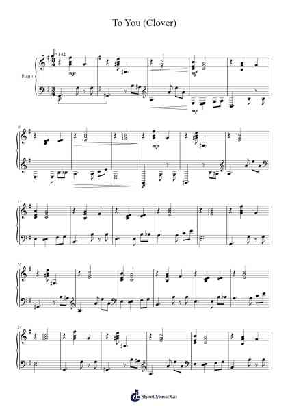 To You (Clover) Sheet Music by OR3O-Arr.Wilheljones