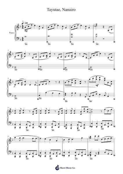 Tayutae, Nanairo Sheet Music by ARCANA PROJECT-Arr.Janecher Duh