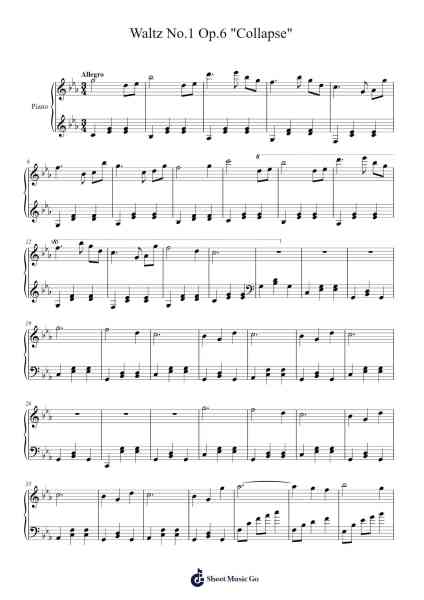 Waltz No.1 Op.6 "Collapse" Sheet Music by Hikaru Shirosu-Arr.Linee Bushsopp