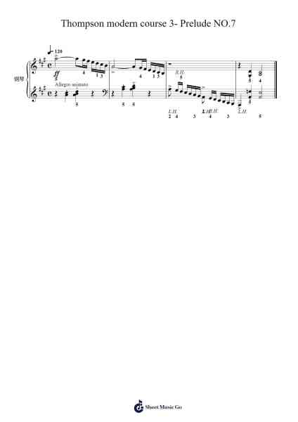 Thompson modern course 3- Prelude NO.7 Sheet Music by John Thompson-Arr.Tayhal Lynchyale