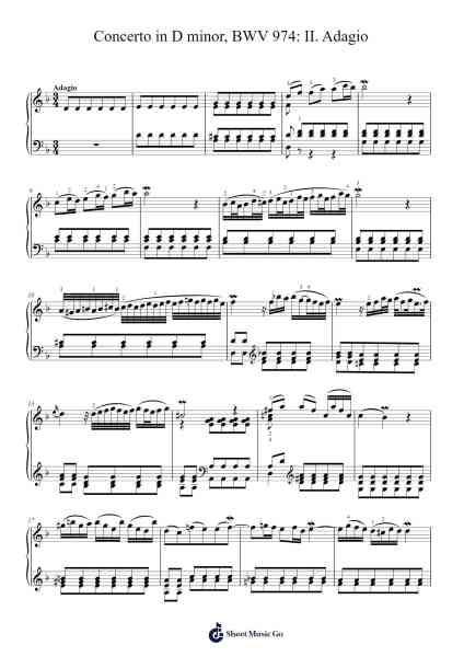 Concerto in D minor, BWV 974: II. Adagio Sheet Music by Johann Sebastian Bach-Arr.Conboyle