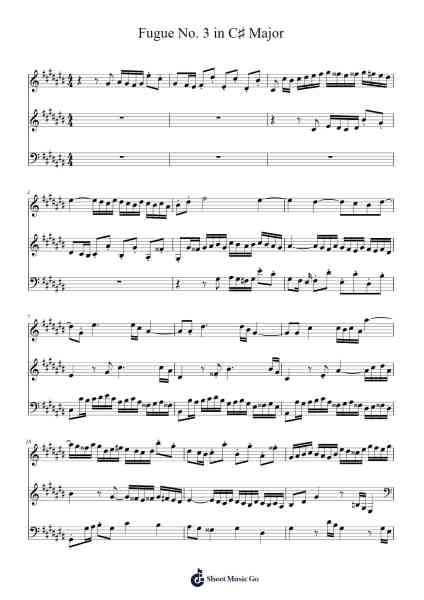 The Well-Tempered Clavier, Book 1, BWV 848: Fugue No. 3 in C♯ Major Sheet Music by Johann Sebastian Bach-Arr.Charfra Tesscer
