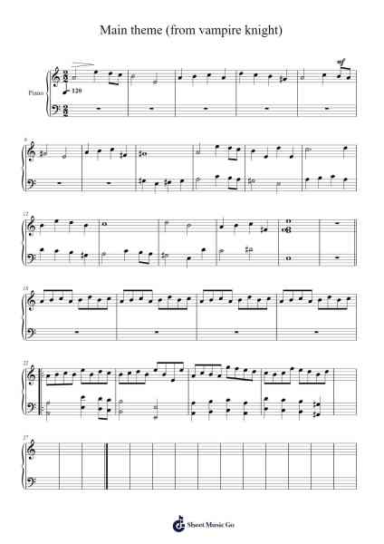 Main theme (from vampire knight) Sheet Music by Montbard-Arr.Hula