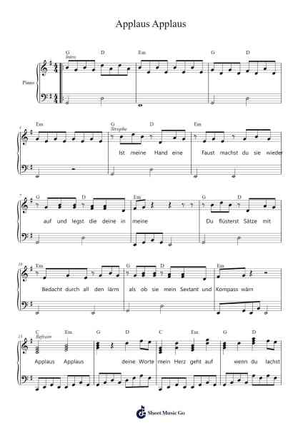 Applaus Applaus Sheet Music by Franziska Otten-Arr.Linee Bushsopp