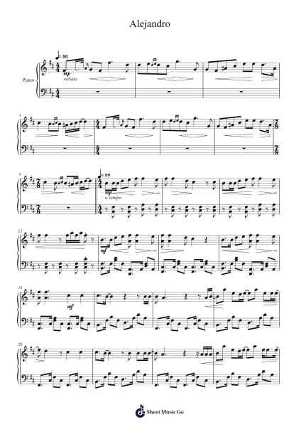 Alejandro Sheet Music by Lady Gaga-Arr.Lamshop