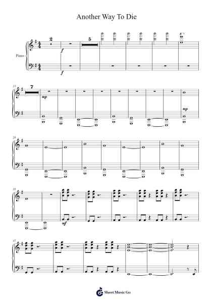 Another Way To Die Sheet Music by Jack White-Arr.Brookjoy