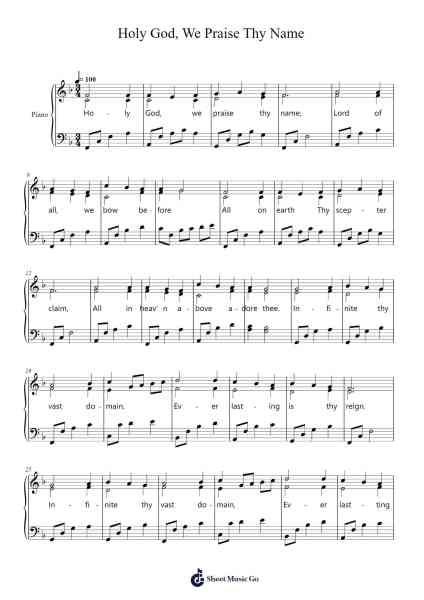 Holy God, We Praise Thy Name Sheet Music by Misc Traditional-Arr.Frannence Harstowe