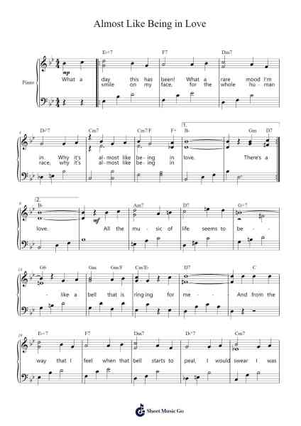 Almost Like Being in Love Sheet Music by Frederick Loewe-Arr.Milllas