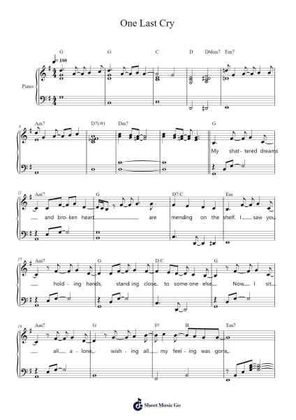 One Last Cry Sheet Music by Brian McKnight-Arr.Chamcarr Cherbard
