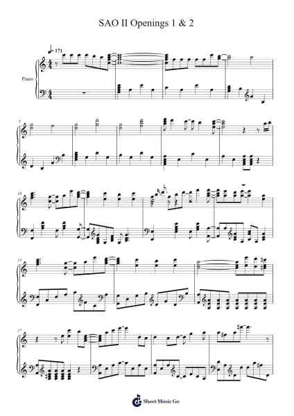 SAO II Openings 1 & 2 Sheet Music by -Arr.Housebuck Boylejones