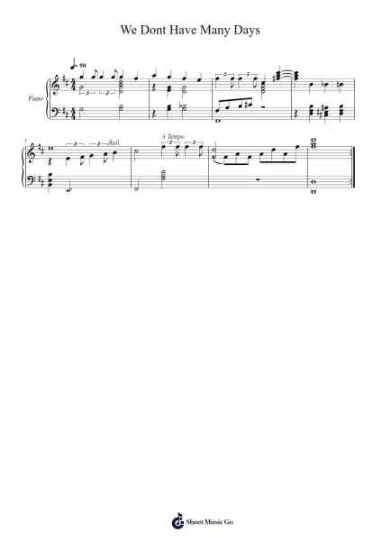 We Dont Have Many Days Sheet Music by The Caretaker-Arr.Chamcarr Cherbard