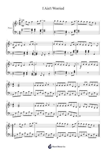 I Ain't Worried Sheet Music by OneRepublic-Arr.Borgcon Keford