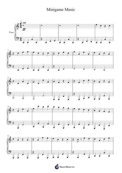 Minigame Music Sheet Music by Thodorelass-Arr.Leolop Faypys