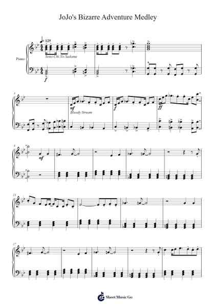 JoJo's Bizarre Adventure Medley Sheet Music by Keiko Key-Arr.Carrckle Clevesnow