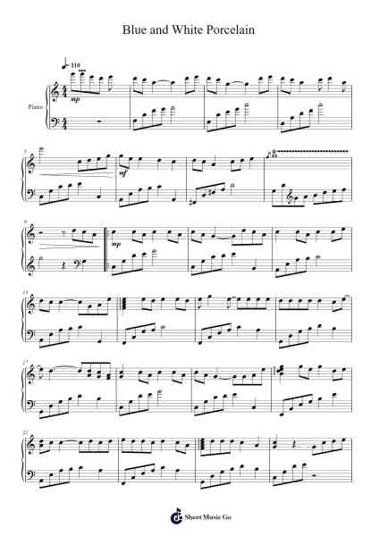 Blue and White Porcelain Sheet Music by Jay Chou-Arr.Branbart