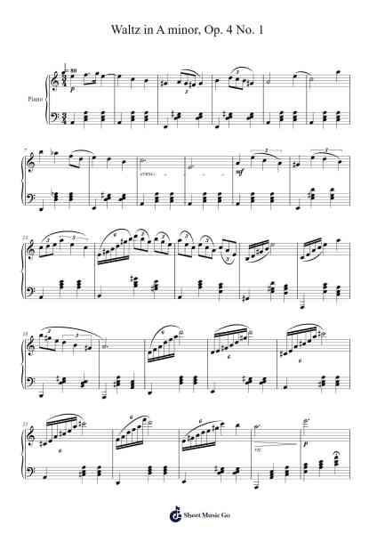 Waltz in A Minor, Op. 4 No. 1 Sheet Music by Leandro M.-Arr.Bilmons Magmeg