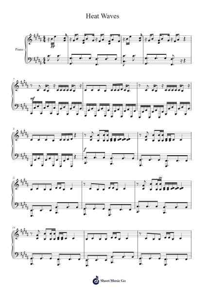 Heat Waves Sheet Music by rinkukharikap-Arr.Sainsgen Junebrowne