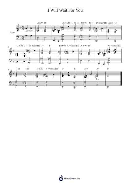 I Will Wait For You Sheet Music by Michel Legrand-Arr.Gailma