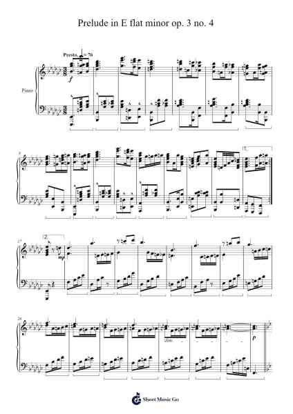 Prelude in E-flat Minor, Op. 3 No. 4 Sheet Music by Ian Lee-Arr.Steyule Lanceac