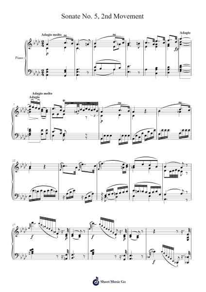 Sonate No. 5, 2nd Movement Sheet Music by Ludwig van Beethoven-Arr.Mccan