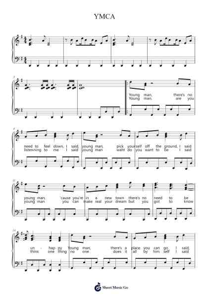 YMCA Sheet Music by Village People-Arr.Davepeare