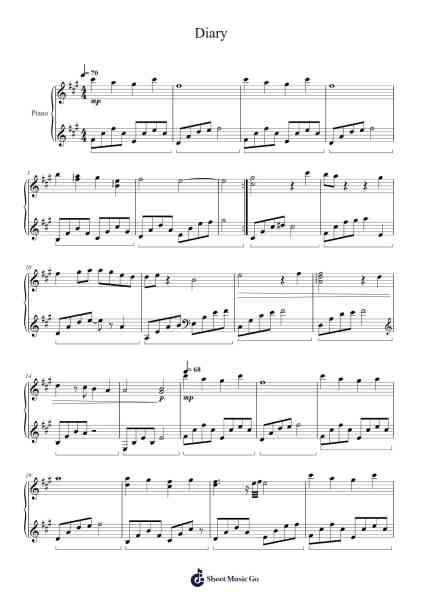 Diary Sheet Music by BrunuhVille-Arr.Gadam
