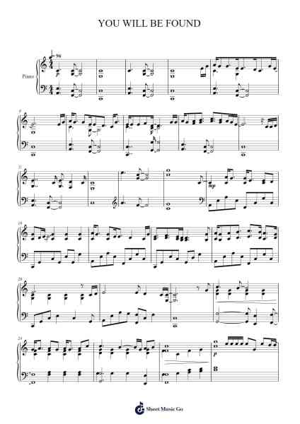 YOU WILL BE FOUND Sheet Music by Benj Pasek/Justin Paul-Arr.Birwylde