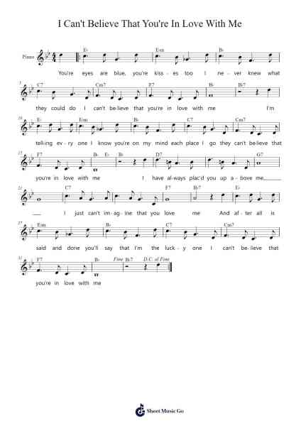 I Can't Believe That You're In Love With Me Sheet Music by Dean Martin-Arr.Bystrong