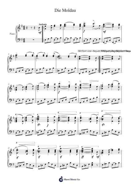 Die Moldau from Ma Vlast Sheet Music by Bedřich Smetana-Arr.Tethew Wolfdwight