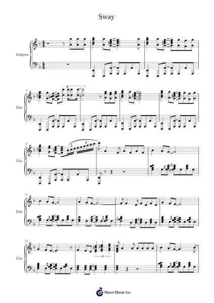 Sway Sheet Music by Dean Martin-Arr.Jusmens
