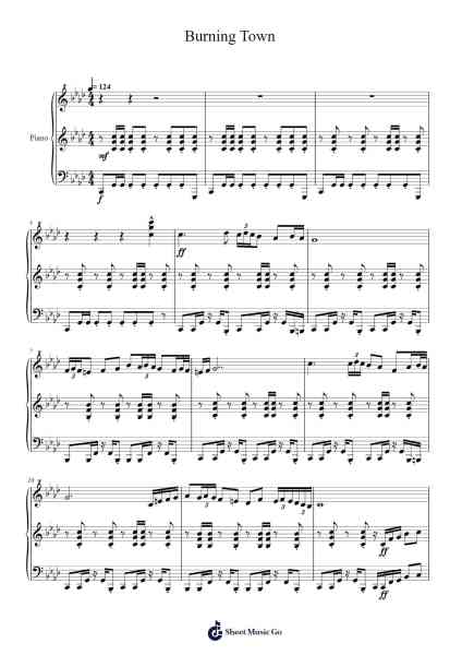 Burning Town Sheet Music by Jake Kaufman-Arr.Huttwer Sampland
