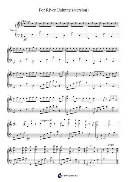 For River (Johnny's version) Sheet Music by Kan R. Gao-Arr.Leclair
