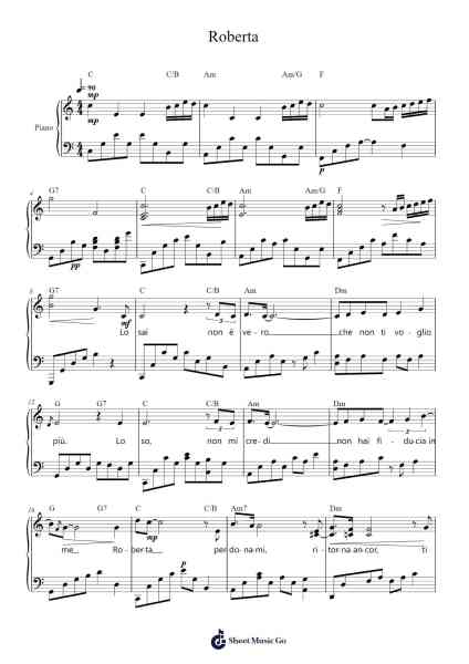 Roberta Sheet Music by Peppino Di Capri-Arr.Zaharte Whlith